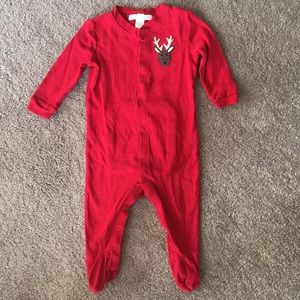 Pottery Barn Kids Red Moose Jingle Bells Footed Christmas Sleeper